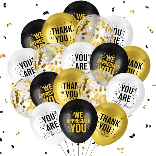 Luftballons mit Aufschrift "Thank You", "We Appreciate You", Schwarz und Gold, für Mitarbeiter, Wertschätzung, Geschenke, Dankeschön für alles, was Sie tun, Dekoration für Mitarbeiter, Lehrer, von Yoirrat