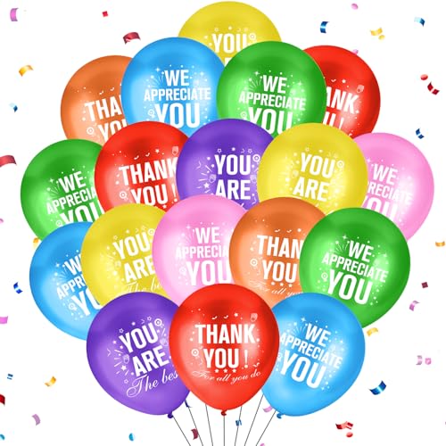 Luftballons mit Aufschrift "Thank You", bunt, für Mitarbeiter, Mitarbeiter, Wertschätzung, Geschenke, Dankeschön für alles, was Sie tun, Dekoration für Mitarbeiter, Lehrer, Krankenschwester von Yoirrat