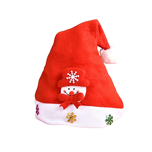 Yoisdtxc Unisex Klassische Weihnachtsmütze, Kinder, Weihnachtsmann, Schneemann, Elch, Hut für Festival, Urlaub, Party (roter Schneemann, 25 x 31 cm) von Yoisdtxc