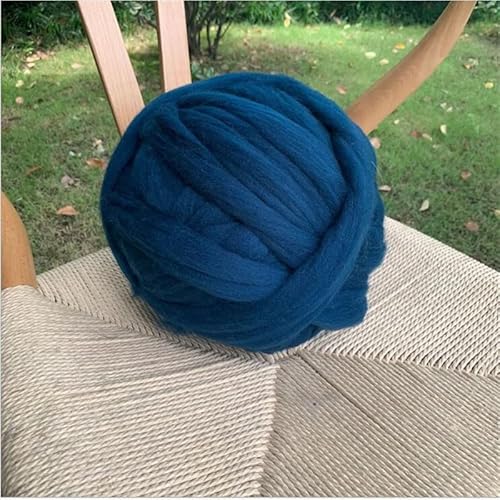 1000 g/Knäuel dicke, grobe Garne, super sperrige Armstrickwolle, Roving-Strickdecke, Handstricken, Spinnen, Häkeln, Nähen, Wollgarne (Farbe: Marineblau) von YoitS