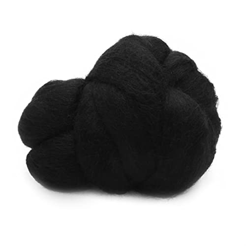 Schwarze Wollfaser, 50 g, gefärbte Wolle, Tops, Roving Filzwolle zum Nadelfilzen, handmad DIY Handwerk von YoitS