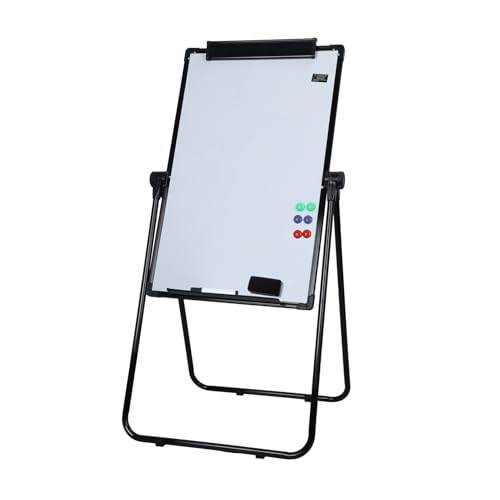 Doppelseitiges mobiles Whiteboard, höhenverstellbar, rollbar, trocken abwischbar, mit Ständer, inklusive Radiergummi und Marker, ideal für Zuhause, Büro und Klassenzimmer, Schwarz, 100 cm - 175 cm von Yokawe