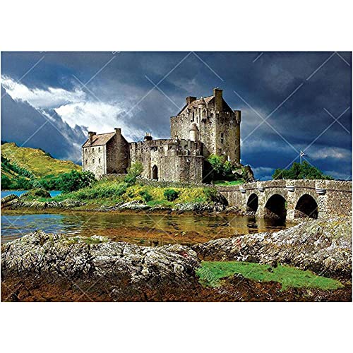 DIY 5D Diamond Painting Bilder,Diamant Gemälde Vollbohrer Kit, Schloss Schottland Malen nach Zahlen Diamant,Geschenk für Erwachsene Kinder,Arts Craft für Küche Büro Schlafzimmer（40x50cm/16x20in） von Yolaer