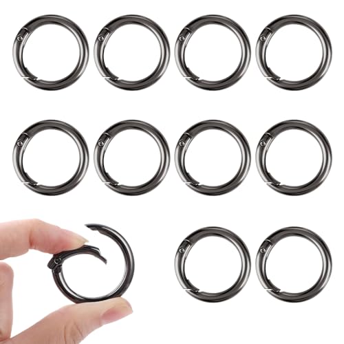 10 Stück Mini Karabinerhaken Schlüsselringe Klein Runde Karabiner Schlüsselanhänger 33mm Spaltring O Ring Schlüsselring Karabiner Geldbörsen Kettenclip DIY Schlüsselbund Zubehör (Schwarz) von Yolev