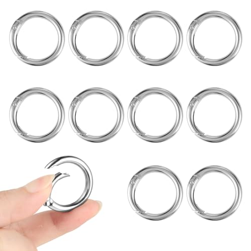 10 Stück Mini Karabinerhaken Schlüsselringe Klein Runde Karabiner Schlüsselanhänger 33mm Spaltring O Ring Schlüsselring Karabiner Geldbörsen Kettenclip DIY Schlüsselbund Zubehör (Silber) von Yolev