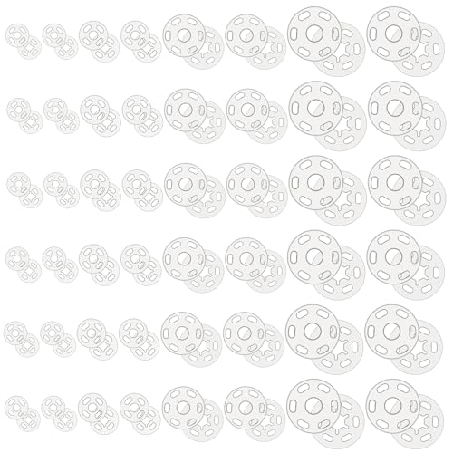 160 Set Druckknöpfe zum Annähen Transparente Sichere Unsichtbare Druckknöpfe 7,5/11,5/15/20mm Nylon Knöpfe zum Annähen von Kleidung Kleidern Rucksäcken DIY Geldbörsen Basteln von Yolev