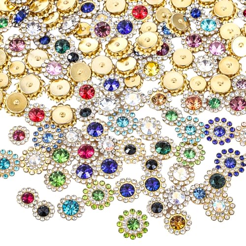 200 Stück Knöpfe Gold mit Flacher Rückseite Strasssteine zum Aufnähen Bunt Blumen Nähen Knöpfe Bunt Blumendekoration Knöpfe Metall Basis für Kleidung Schuhe Ohrringe DIY Handwerk 200 Stück Knöpfe Gold mit Flacher Rückseite Strasssteine zum Aufnähen Bunt Blumen Nähen Knöpfe Bunt Blumendekoration Knöpfe Metall Basis für Kleidung Schuhe Ohrringe DIY Handwerk von Yolev