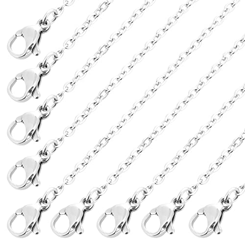 24 Stück Edelstahl Halskette Gliederkabelkette Frauen Kette Männer mit Karabinerverschluss für DIY Schmuckherstellung Zubehör Edelstahlkette Meterware Herren Edelstahl Schmuck Ketten Ohne Anhänger von Yolev