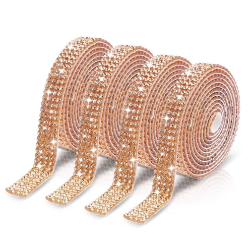 4 Rollen Selbstklebende Strassband Kristall Strass Glitzersteine 1 Yard Strassstreifen Selbstklebend Glitzer Strassbesatz Diamantgürtel Strasssteine Glitzerband für Handwerk DIY Bling Bling von Yolev