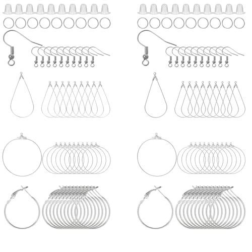 400 Stück Ohrring Hoop Set Silber Rohlinge Ohrringe Perlen Creolen Runde Tropfenform Verschluss Ohrhaken Ohrringhaken Kunststoff Ohrstöpsel Set für Schmuckherstellung 400 Stück Ohrring Hoop Set Silber Rohlinge Ohrringe Perlen Creolen Runde Tropfenform Verschluss Ohrhaken Ohrringhaken Kunststoff Ohrstöpsel Set für Schmuckherstellung von Yolev