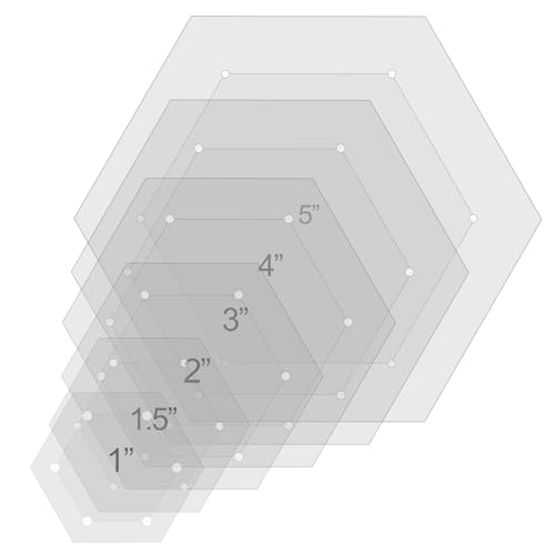 6 Stück Sechseckige Quiltvorlagen Acryl Quilting Lineal Zubehör Quilting Lineale und Vorlagen mit 1/4 Zoll Nahtzugabe 2,5 cm, 3,8 cm, 5 Zoll, 7,6 cm, 10,2 cm, 12,7 cm, für DIY Nähen Handwerk von Yolev