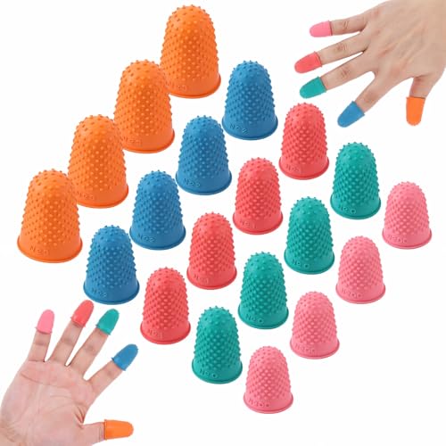 Gummi-Fingerspitzen, Gummi-Fingerschutz, wiederverwendbar, Fingerpolster, Griffe, Daumenauflagen für Papierarbeiten, Schneiden, Sticken, Geldzählen, Basteln, 20 Stück von Yolev