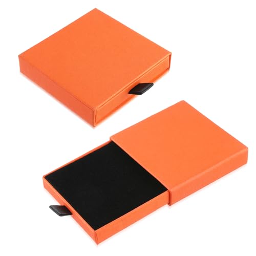 Yolev 2 Stück Schmuck Geschenkbox Orange Kleine Schmuckschatulle Armband Halskette Geschenkbox Ausziehbare Quadratische Aufbewahrungsbox für Verpacken von Valentinstag Weihnachten Hochzeitsgeschenken von Yolev