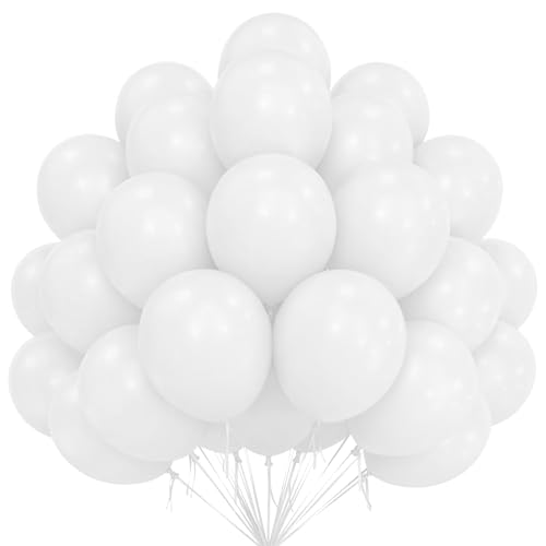 Yolistar 100 Stück Weisse Lufballons,luftballons weiß,Latexballons,Premium Latex Helium Ballons für Geburtstag Babyparties Hochzeit Valentinstag Graduierung Kommunion Party（30cm） von Yolistar