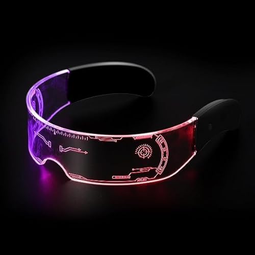 Yomaido 7-Color Cyberpunk LED Brille,LED Leuchtende Brille, Neon Brille Rave Brille,Festival Cool Stuff für Cyberpunk Cosplay, Bar, Club, Partybrille von Yomaido