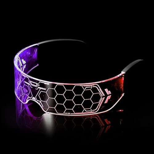 Yomaido Cyberpunk LED Brille - Party Leuchtbrille Leuchtende Visor Glasses Festival Cool Stuff für Cosplay, Bar, Club von Yomaido