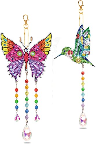 YOMAIDO Sonnenfänger| Suncatchers Diamond Painting Schmetterlinge Kolibri Kristall Regenbogen Anhänger für Fenster, Garten, Außen, Zuhause Büro von Yomaido