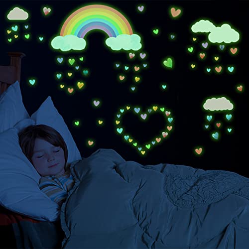 Yomaido Wandaufkleber Regenbogen Wandtattoo 2 Stück, Leuchtend Wandaufkleber für Mädchen Schlafzimmer, Aufkleber Wandsticker Babyzimmer Wohnzimmer Deko von Yomaido