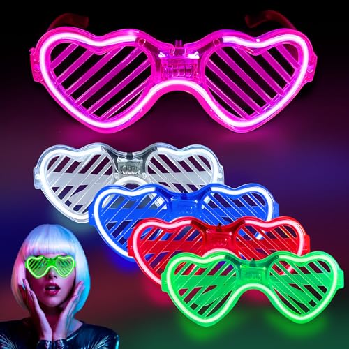 Yomaido Neon-Leuchtbrillen für Partys – 5 Stück LED-Shutter-Schattierungen, Brillen für Konzerte, Weihnachten, Halloween, Geburtstag, Silvester, Party-Dekorationen von Yomaido