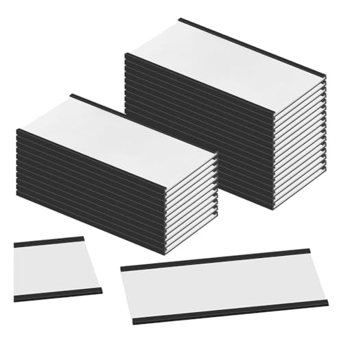 Yominerr Magnetische Etikettenhalter, 4 X 2, C-Kanal-Etikettenhalter mit Transparentem Kunststoffschutz und Weißen Papiereinlagen, 30 Sets von Yominerr