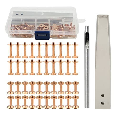 Yomiyuyr Copper Niets Burrs Kit, Ledernieten mit Setter, Messingnieten für Lederhandwerk, Nieten für Gürtel, Taschen und Leinwand, einschließlich Punch and Installation Tool (Stil c) von Yomiyuyr