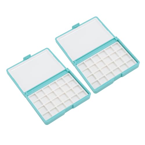 Yomiyuyr Mini-Aquarellpalette, tragbare Leere Aquarellbox mit abnehmbarem Tablett, kompakte Aquarell-Reisepalette, 2er-Pack (Blue Box, 24 Grids) von Yomiyuyr