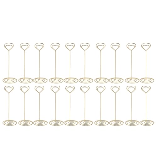 Yomiyuyr Tischnummernhalter, elegante Tischnummernständer aus Eisen, herzförmige Kartenhalter für Hochzeiten, Empfänge, Partys, 4,72 Zoll, 20er-Set (Gold) von Yomiyuyr