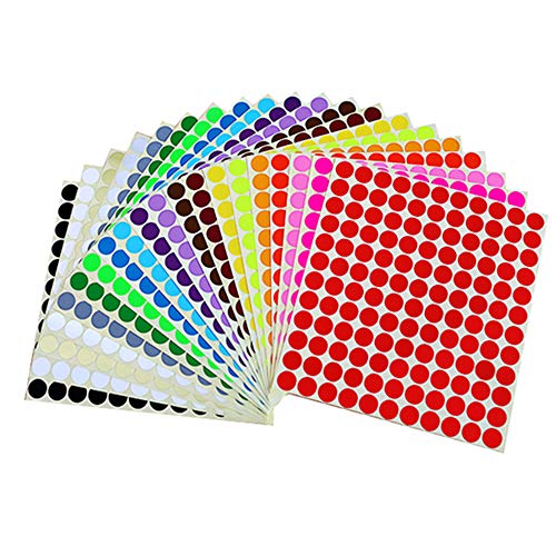 Rund Punkt Aufkleber,13mm Aufkleber Bunte Punkte Farbige Farbkodierung Etiketten für Heimbüroartikel 16 Farben von Yongbest
