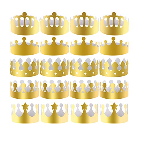 Yongbest Party Gold Kronen Hüte,30 Stück Gold Papier Party Kronen Goldene König Kronen für Party Geburtstagsfeier Baby-Dusche-Foto (5 Stile) von Yongbest