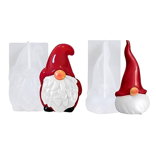 YoniYa 2 Stück Silikonform Kerze Wichtel Weihnachten Zwerg Silikon Weihnachtsmann Silikonform DIY Silikon Kerzen Gießform Seifenform DIY Wichtel Fondant Gießform Für DIY Weihnachten Deko von YoniYa