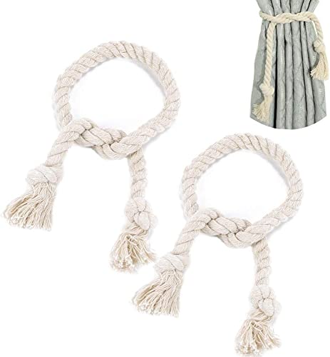 YoniYa 2 Stück Vorhang Raffhalter Curtain Rope Buckle Gardinenhalter Handgemachte Knoten Vorhang Clips Vorhanghalter Baumwollseil Tiebacks Gardinen Halter für Haus Wohnzimmer Schlafzimmer Cafe von YoniYa