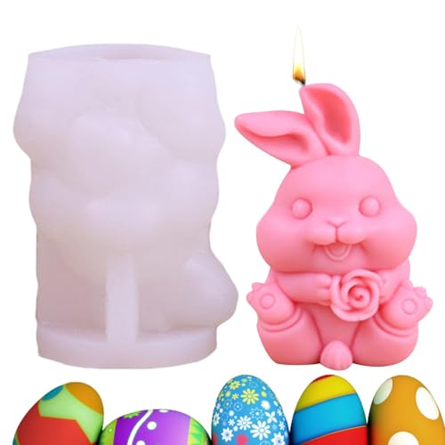 3D Osterhase Silikonform Kerzenhalter Ostern Kaninchen Silikonformen Gießformen, Osterhase Silikon Kerzenform Kaninchen Gießformen Silikon, Silikonformen Gießformen Ostern Für Osterdeko von Yonuaret