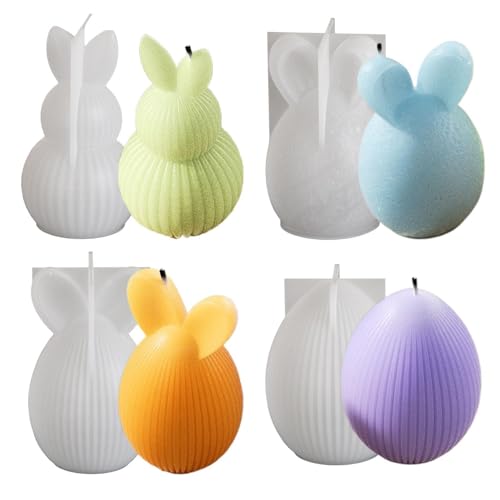 4 Stück Ostern Kaninchen Silikonform, Silikonform 3D Osterhase Silikonform Kerzenformen Ostern Kerzenformen Zum Gießen Silikonformen Gießformen Ostern Für Osterdeko Tortendeko, Schokolade von Yonuaret