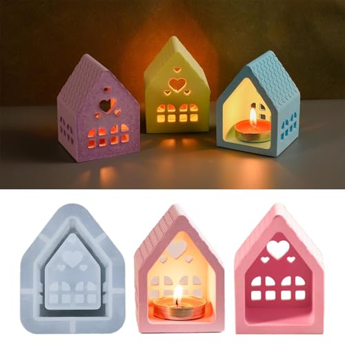 Silikonformen Gießformen Häuser, Silikonform Haus Silikonform Kerzenhalter 3D Mini Haus Giessformen,Love House Silikonform Weihnachten Gießformen Weihnachten Kerzenhalter Giessformen Silikon von Yonuaret