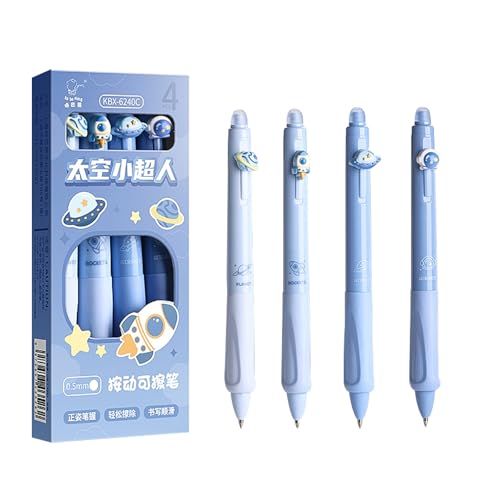 Yooamz Radierbarer Kugelschreiber, 4 Stück Erasable Pen Set, 0.5mm Tintenroller Radierbar, Gelschreiber Friction Stifte Radierstift für Bürobedarf Schulsachen Studenten, Blau von Yooamz