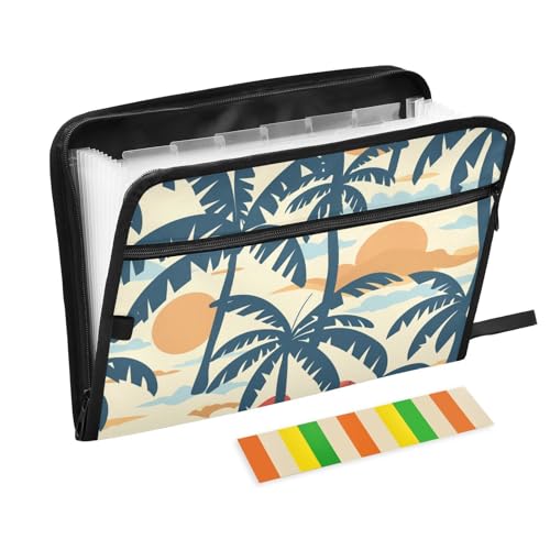 Anpassbare Aktenordner, 13 Taschen, A4, Briefgröße mit Reißverschluss, für Bürobedarf, Hawaii-Stil, Strandurlaub, Para Guardar Documentos von Yoogain