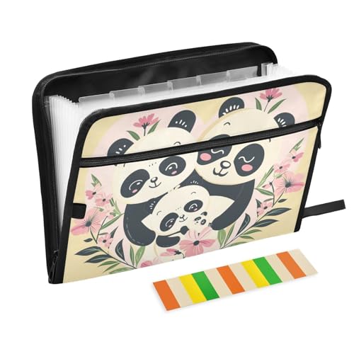 Anpassbare Mappe mit Verschluss, 13 Taschen, A4, Briefgröße mit Reißverschluss, für Papiere, The Happy Panda Family Organizador von Yoogain