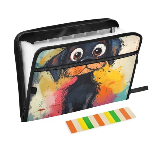 Anpassbare Schnellhefter mit Taschen, 13 Taschen, A4, Briefgröße mit Reißverschluss, für Business, Cartoon, schick, Rottweiler, Carpeta de von Yoogain