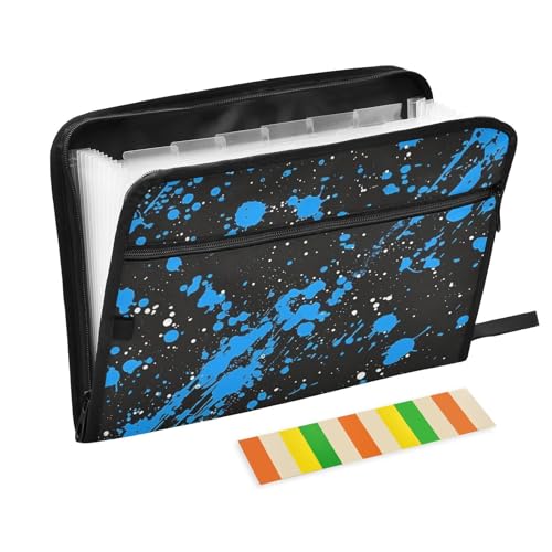 Anpassbarer Organizer-Ordner, 13 Taschen, A4, Briefgröße mit Reißverschluss, für Klassenzimmer, Zuhause, Büro, Reisen, blaue und schwarze Tinte, Malerei-Organisator von Yoogain