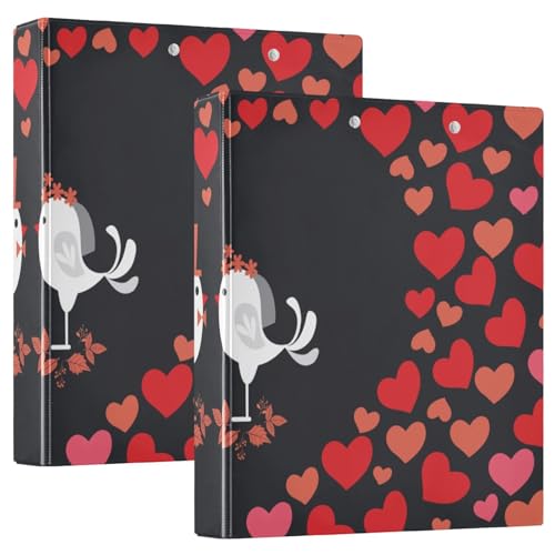 Happy Valentine's Day Bird Cute1 und 1/2 Zoll Ordner 3-Ringe Ordner mit Klemmbrett 2 Stück Ästhetischer Ordner 200 Blatt von Yoogain