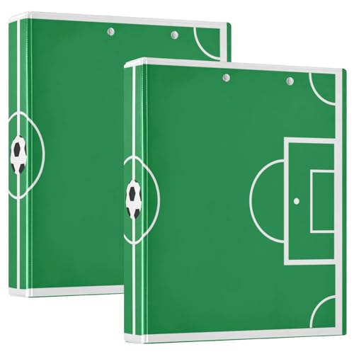 Soccer Field3 Ringbuch mit 3 Ringen, mit Innentaschen, 2 Stück, ästhetischer Ordner, Hardcover von Yoogain