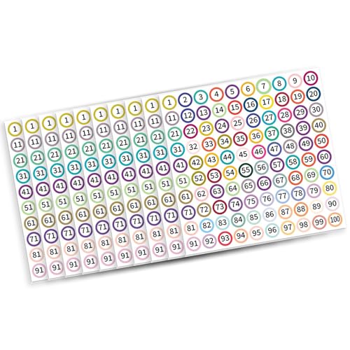 10 Blätter 1-100 Aufeinanderfolgende Zahlenaufkleber Multikolored Small Dots Adhäsive Labels Für Office Unterlagen Zu Hause Dekore von Yooghuge