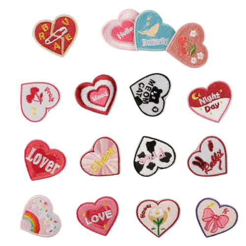 16 PCs Love Heart Gestickte Flecken Eisen Auf Bögen Reparatur Blumen Nähen Für Kleidungstasche 16 PCs Love Heart Gestickte Flecken Eisen Auf Bögen Reparatur Blumen Nähen Für Kleidungstasche von Yooghuge