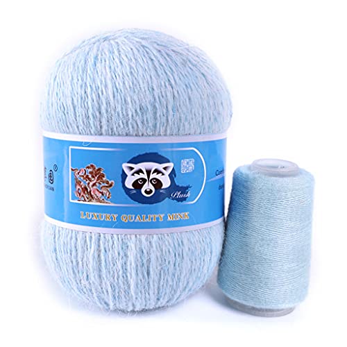 Yooghuge Packung Nerzwolle Garn Handnähen Webgarn Handgemachte Häkeln Strickmützen 50g + 20g von Yooghuge