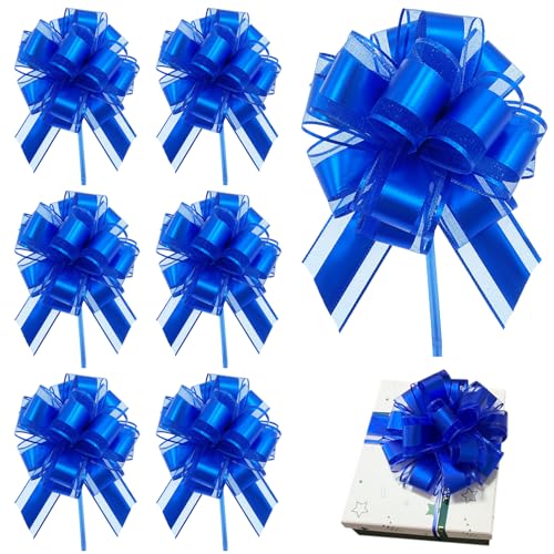 Yoolhamy Große Schleifen zum Verpacken von Geschenken, 8 Stück, 15,2 cm, Blaue Schleifen, Geschenkpapier für Körbe, Hochzeit, Valentinstag, Weihnachten, Geburtstag, Dekoration, Ziehschleife von Yoolhamy