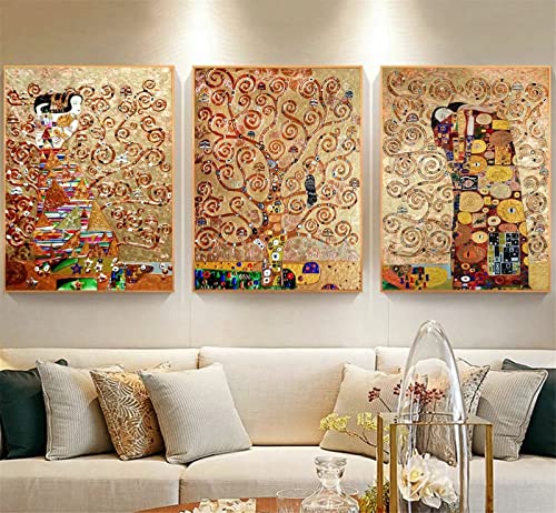 3pcs Diamond Painting Vintages Klimt-Paar Diamant Painting Bilder DIY 5D Full Crystal Strass Stickerei Diamant Malere Kits für Erwachsene Kinder Kreuzstich Home Wand Dekoration Round Drill,30x40cm von Yoonqun