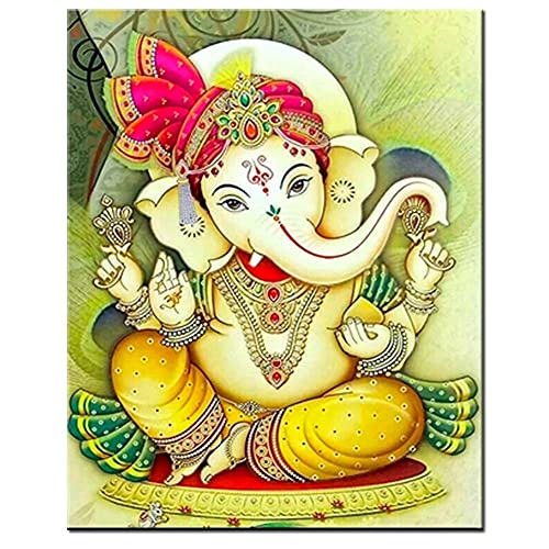 5D DIY Diamond Painting Kit Indian Ganesha Diamant Painting Bilder Kit Diamant Malerei Set Groß Voll Crystal Strass Stickerei Kreuzstich Gemälde Art Home Wall Décor Square Drill_30x50cm(12x20in) von Yoonqun