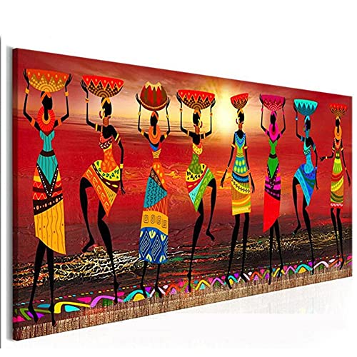 DIY 5D Diamond Painting kits Malen nach Zahlen Afrika Frau tanzen Diamant Malerei Set für Erwachsene/Kinder Kristall Strass Stickerei Kreuzstich Kunst Wanddekorationen Geschenk Round drill 60x120cm von Yoonqun