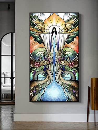 Diamond Painting Full, Jesus Christus Religiös 5D Diamant Painting Bilder, DIY Erwachsene/Kinder Malen nach Zahlen Crystal Strass Stickerei Kreuzstich Gemälde Art Home Wall Décor Round Drill 25x35cm von Yoonqun