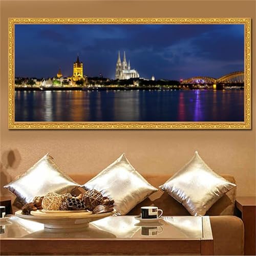 Kölner Dom Diamond Painting Set,DIY 5D Volle drill Diamond painting Bilder Erwachsene Kinder Groß Diamant Malerei Strass Stickerei Kreuzstich Leinwand Kunsthandwerk für Heim Wand Dekor 50x150cm von Yoonqun